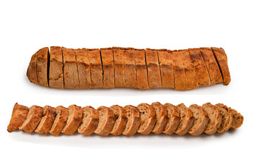 Bread slices isolated on white.