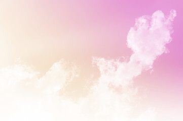 Pink sky background and white clouds background. The sky before a large storm. Pink Sweet dream.