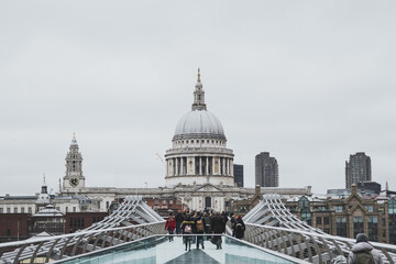 Fototapeta na wymiar Dome of London's St Paul's Cathedral seen from across the River Thames