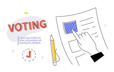 Voting - modern colorful flat design style web banner