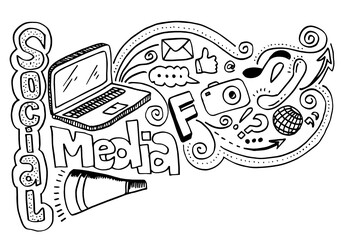 Social media hand drawn doodles background vector illustration.