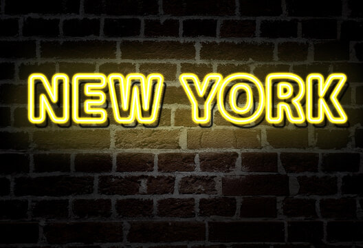 New York City - Yellow Neon Sign On Brick Wall