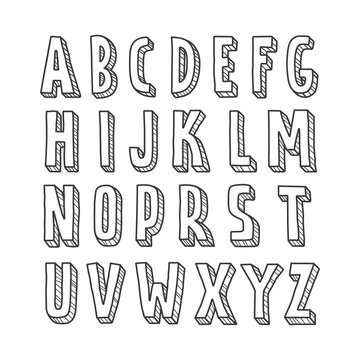 Handmade alphabet.Hand drawn font letters written with marker.
