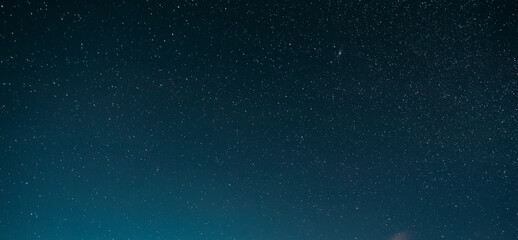 Night Starry Sky With Glowing Stars. Night Starry Sky Blue Background