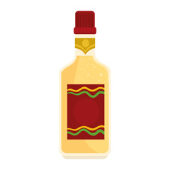 bottle of tequila on white background vector illustration design