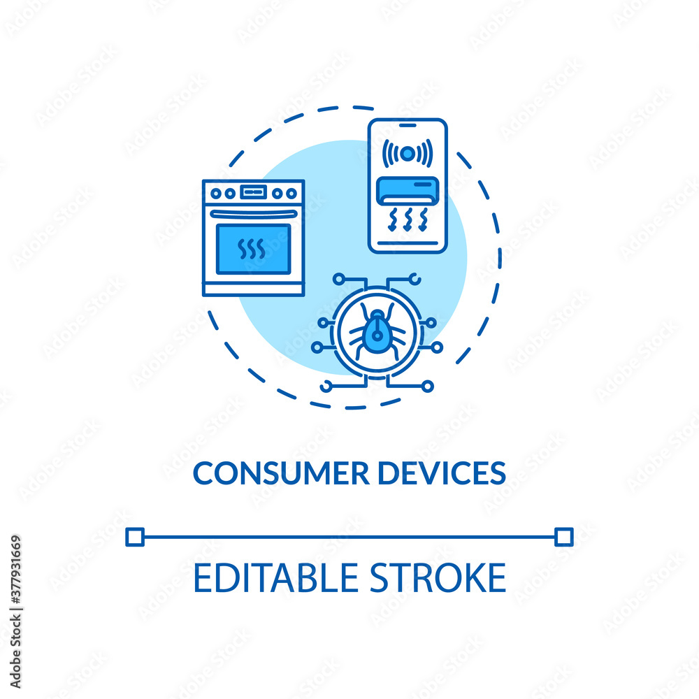 Aufkleber consumer devices concept icon. wireless network connectivity idea thin line illustration. cybersecur