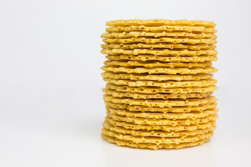 pile of spicy gluten-free wafer cracker with corn starch and potato flakes