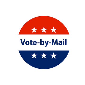 Vote by mail round sign. Clipart image.