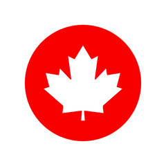 Maple leaf canada round sign. Clipart image. icon. Clipart image isolated on white background.