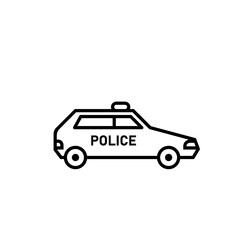 Police UK car line icon. Clipart image isolated on white background.