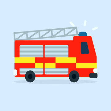 Fire engine truck cartoon icon. Clipart image isolated on background.