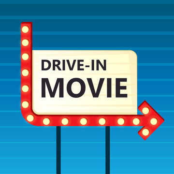 Drive-in movie sign illustration. Clipart image.
