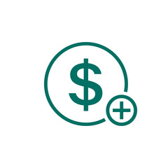 Extra cash icon. Clipart image isolated on white background.