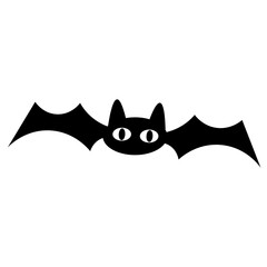 Bat cartoon silhouette icon. Clipart image isolated on white background.
