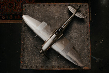 old fighter metal plane model