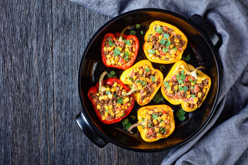 stuffed bell peppers with ground beef, corn