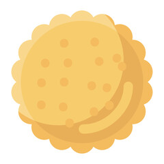 
Sweet biscuit cookies, flat icon 

