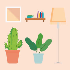 icons set of furniture and home accessories vector illustration design