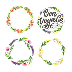 Bon Voyage Hand Lettering Vector Calligraphy Travel