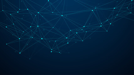 Abstract Big Data visualization digital network connection concept background. Artificial intelligence and engineering technology. Global network, Lines plexus, minimal array. Vector illustration.