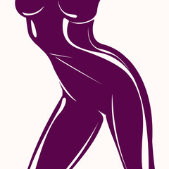 Obraz na płótnie Canvas Sexy female body parts.Sports, fitness, exercise vector illustration.Elegant, sensual style torso silhouette.Healthy lifestyle.