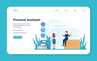 Businessman personal assistant web banner or landing page