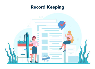 Secretary concept. Receptionist answering calls and assisting