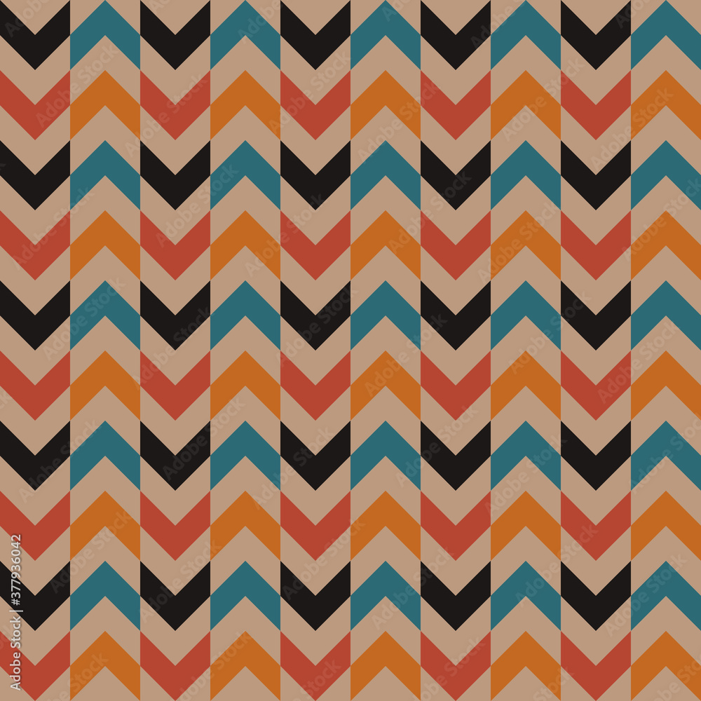 Poster abstract retro vintage vector seamless pattern background. regular arrow shapes with optical illusio