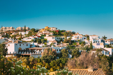 Fototapeta na wymiar Andalusia region, Spain. Summer View Of Village With Whitewashed Houses. Real Estate