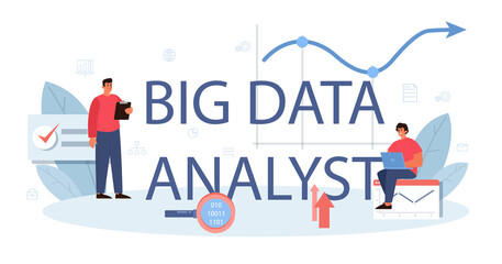 Business big data analyst typographic header. Chart and graph, diagram