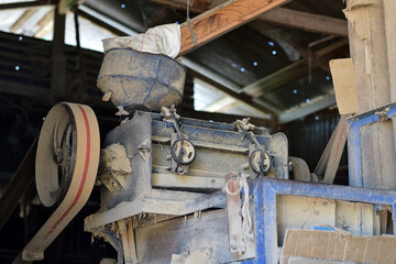 Machinery in an old rice mill