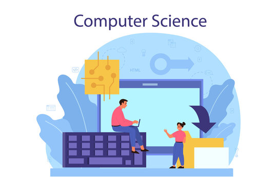 IT education concept. Student write software and create code