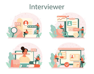 Job interview concept set. Idea of employment and hiring.