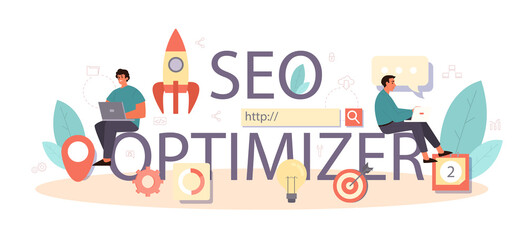 SEO optimizer typographic header. Idea of search engine optimization