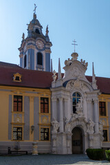 Obraz premium Baroque Court of the Durnstein abbey of the Augustinian Canons in the famous Wachau Valley in Austria