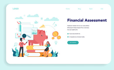 Financial analyst or consultant web banner or landing page. Business