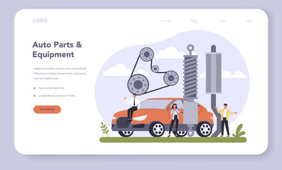 Spare parts production industry web banner or landing page.