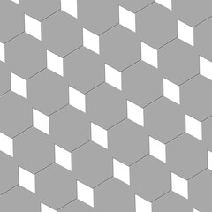 Diamond and hexagon abstract cubist art design wallpaper in grey and white