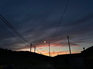 power lines at sunset