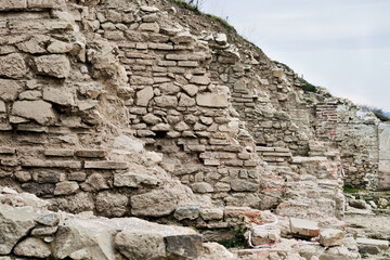 Stone walls at archaeological site of the ancient town of Heraclea Sintica, Rupite region, Bulgaria