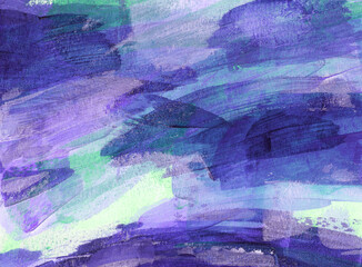 Beautiful mixed media painting for creative artistic design of posters, cards, banners, book covers, invitations, websites, wallpapers. Trendy hand painted artwork. Bright violet and green colours.