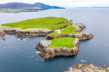 Aerial view of Rathlin O'Birne island in County Donegal, Irleand.