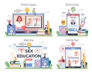 Sexual education online service or platform set. Sexual health