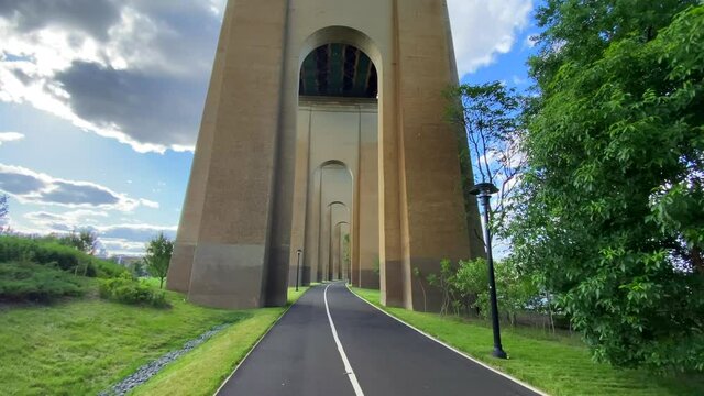 View of the Walking Trail Under the Hell Gate Bridge