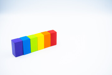 Untidy variety colorful blocks  rainbow toy block LGBTQ block with white background