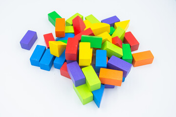 Untidy variety colorful blocks  with white background