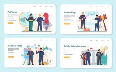 Politician web banner or landing page set. Idea of election and governement