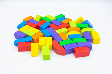 Untidy variety colorful blocks  with white background