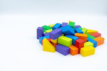 Untidy variety colorful blocks  with white background