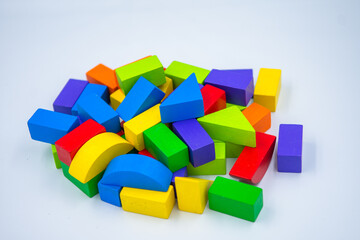 Untidy variety colorful blocks  with white background
